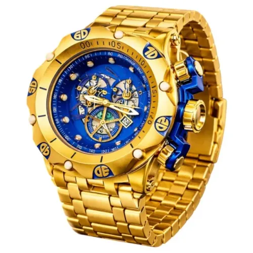 Relógio Dourado Esqueleto Pesado Hybrid 2026