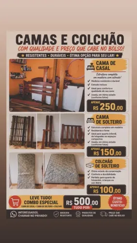 Vendo cama de casal e cama de solteiro também um colchão de solteiro ?