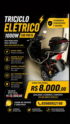 Moto triciclo elétrica 1000w