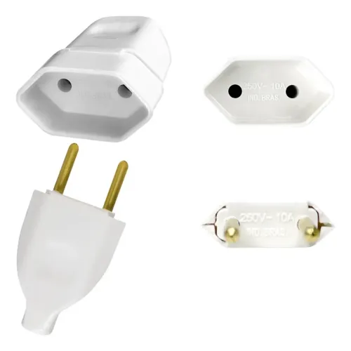 Plugue Pino Macho 10a 2p 5 Tomada Fêmea 10a Branco JSS