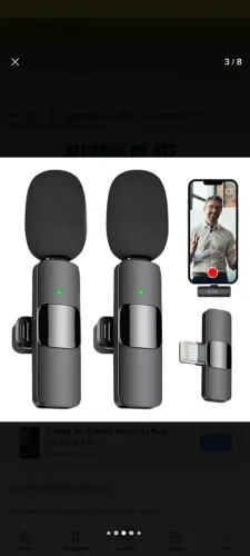 Microfone de Lapela sem fio K9 Compatível Iphone IOS Bluetooth Omni direcional 