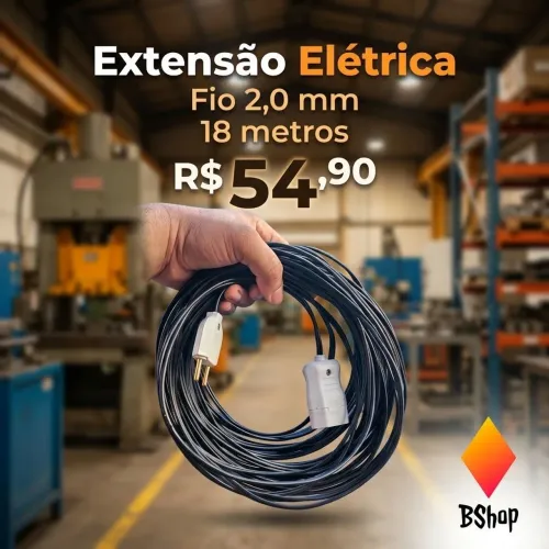 Extensão elétrica 18 metros 2,0 mm