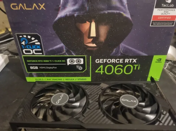 GALAX RTX 4060 TI OC<br>8 GB VRAM <br>NA CAIXA <br>MOTIVO DA VENDA: DINHEIRO