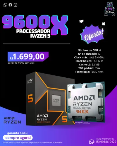 Processador Ryzen 5 9600x (NOVO)