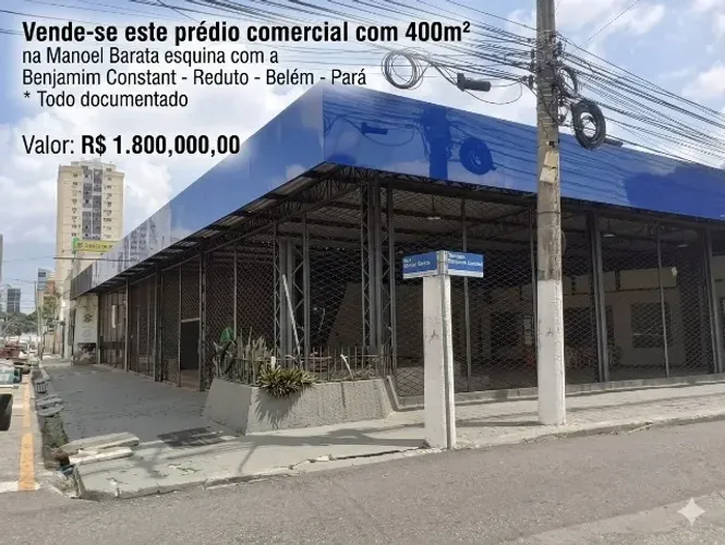 Moura Gestor Imobiliario Vende Predio Comercial esquina com 400m2, Reduto, Belém, Pa