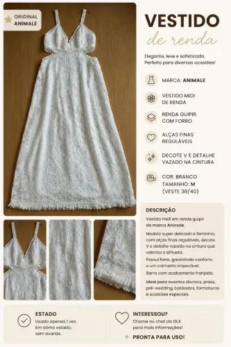 Vestido Animale de renda bordada lindo