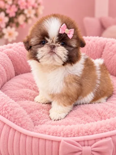 Shih tzu fêmea com Pedigree