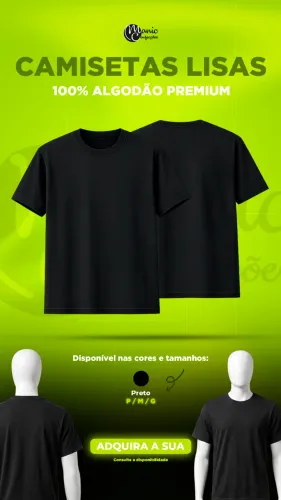 Camiseta Lisa Algodão 100% - Premium