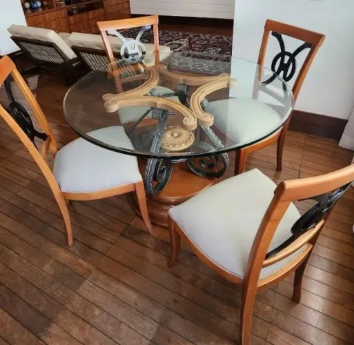 Mesa de jantar redonda madeira maciça