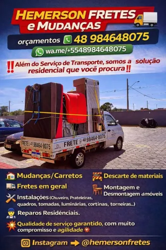 Mudanças e fretes, Florianópolis, São José e Palhoça