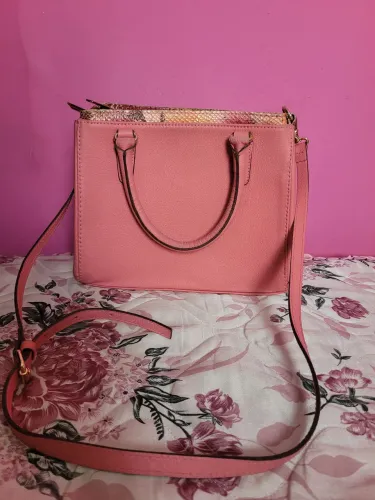 bolsa tote rosa em couro legítimo Mara spina