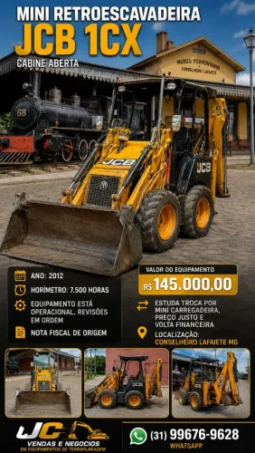 Mini retroescavadeira JCB 1CX cabine aberta