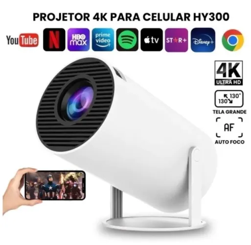 Projetor 4K HD 150 Polegadas Celular, Tv B0x, Xbox, PS, Pc, Wifi HY300 Pro Magcubic Envio
