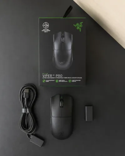 Mouse Gamer Razer Viper V3 Pro Wireless Preto + Caixa e Acessórios