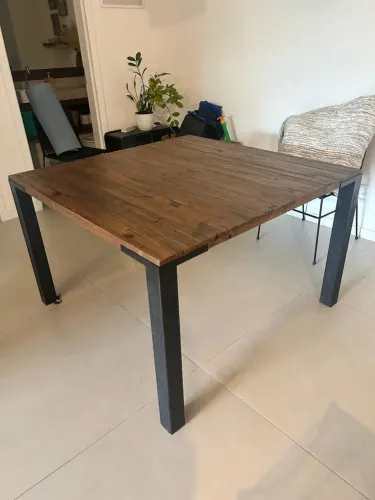 Mesa jantar madeira maciça industrial