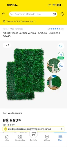 Kit 20 Placas Jardim Vertical  Artificial  Buchinho 60x40