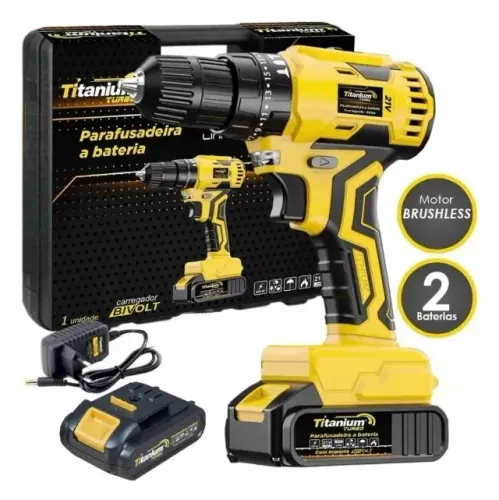 PARAFUSADEIRA FURADEIRA DE IMPACTO 21V BRUSHLESS - TITANIUM PROFISSIONAL