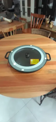Frigideira De Ferro 45 cm Diâmetro, Com Tampa De Vidro