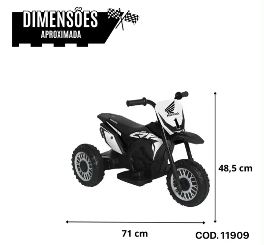 MOTOCROSS CRF 450R ELÉTRICA PRETA 6V ?