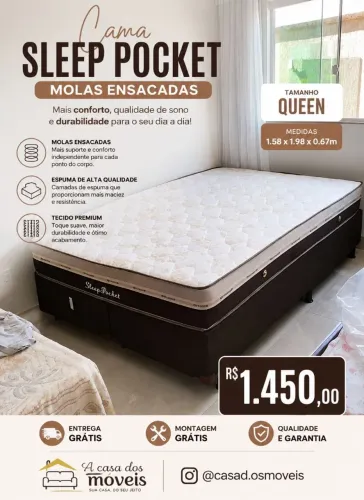 Cama base com colchão Queen
