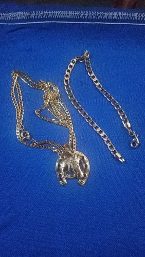 Cordão e pulseira magold