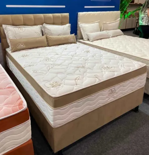 Cama Box Casal Isofort Luxo Ley Colchões, Base + Colchão com molas ensacadas individuais;