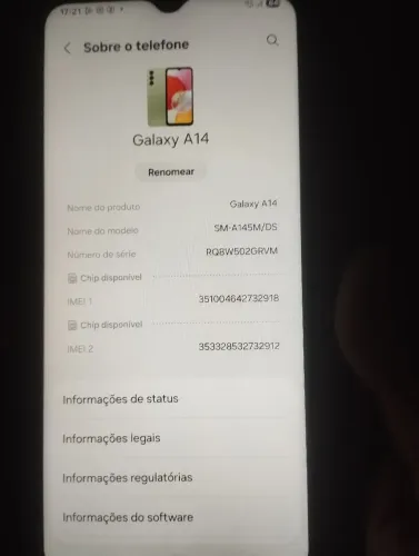 Vendo Samsung A14 em.preefeito estado funcionando normalmente