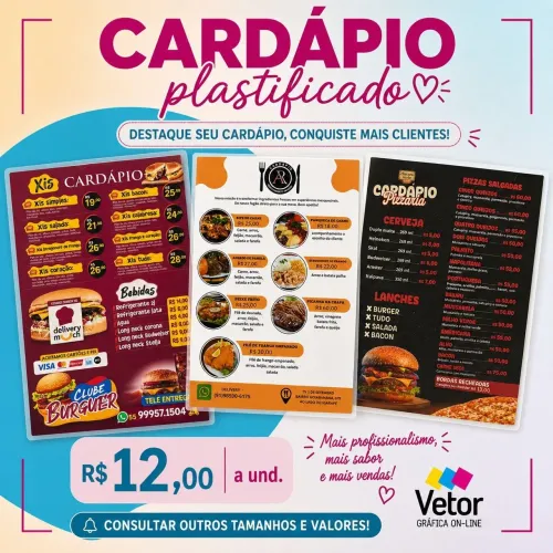 Cardápio Plastificado 