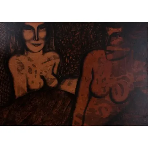 FARNESE DE ANDRADE- FIGURAS- TECNICA MISTA S/ EUCATEX- OBRA ASSINADA