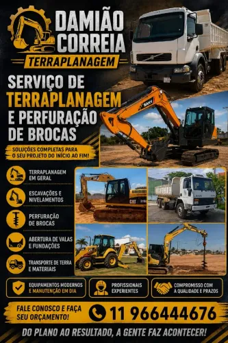 Terraplanagem, Fundação, Demolições, Limpeza de terrenos
