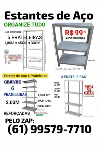 Estantes de Ferro / Aço / Metal | A partir de R$99,00 | Somente Produtos Novos