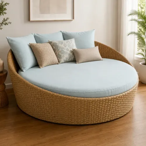 Chaise / Cama Redonda em Vime Rattan ? Área Gourmet, Varanda ou Piscina