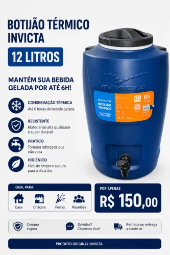 Botijão Galão Térmico 12 Litros Garrafão