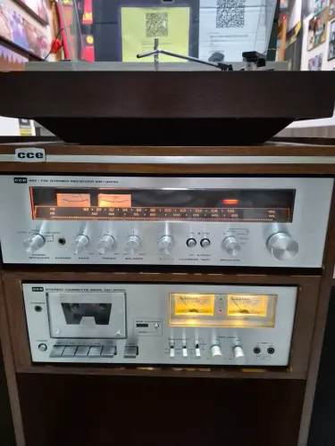 Conjunto de som CCE toca-discos c126 Receiver SR3070 tape deck cd2020 todos revisados