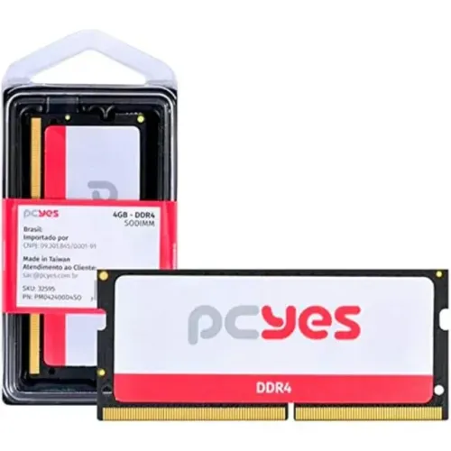 Memoria RAM 4GB DDR4 2400MHZ SODIMM Notebook PM042400D4SO PCYES