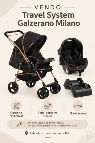 Carrinho bebe Travel System Galzerano Milano