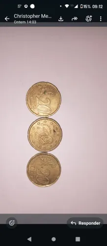 3 moedas 20 euro cent