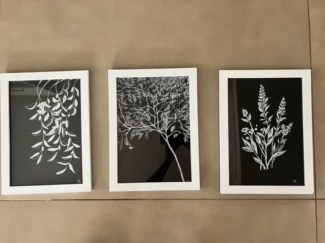 Kit Quadros com moldura, arte feito à mão 