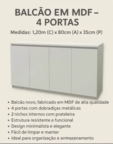 Balcão 4 portas em MDF 