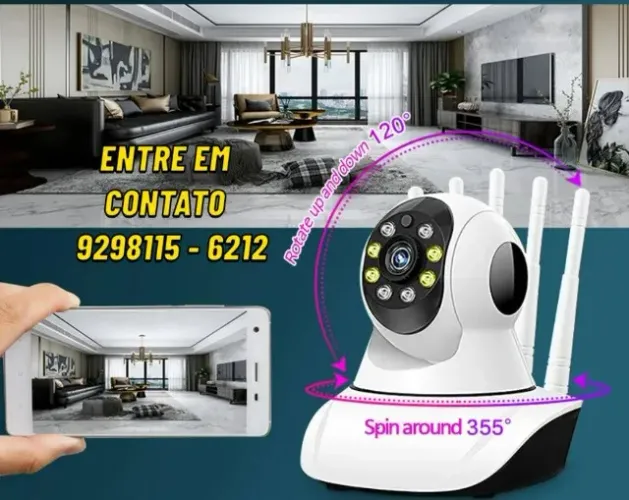 Camera De Segurança Com Visão Noturna 3 Antenas Estilo Babá Eletronica 