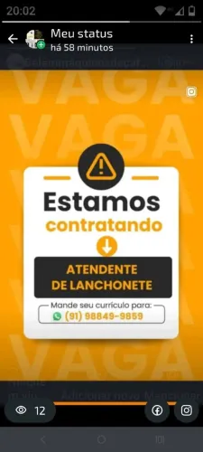 Vaga pra lanchonete 