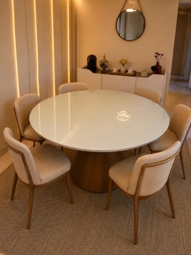 Mesa Redonda 1,50m com Vidro | Mesa de Jantar Base Cone | Fabricação