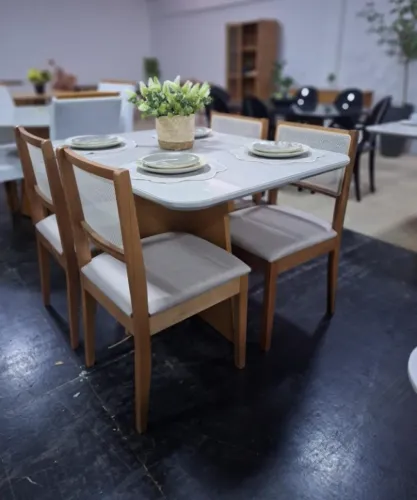 Mesa de Jantar alice com 4 cadeiras 120x90