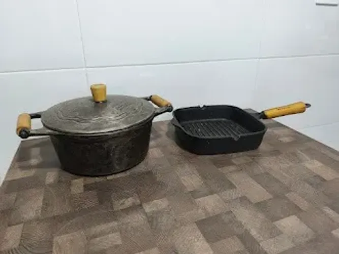 Kit 2  Panela Caçarola Mineira e Frigideira Grill Quadrada Panela Mineira FRETE GRATIS