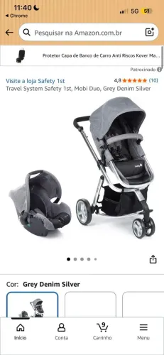 Carrinho Travel System Safety 1st Mobi Duo + Bebê Conforto - Excelente Estado