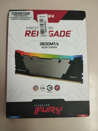 16gb 3600 MT/s Memória Kingston Fury Renegade RGB