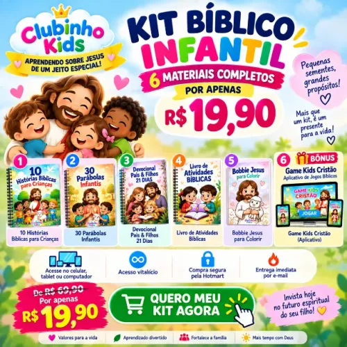 Kit Bíblico Infantil com Aplicativo de Jogos de Bonus