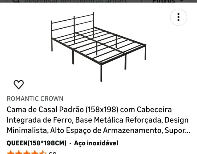 Cama casal para colchão 158x198