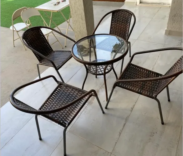 Jogo de cadeira e mesa fibra sintética