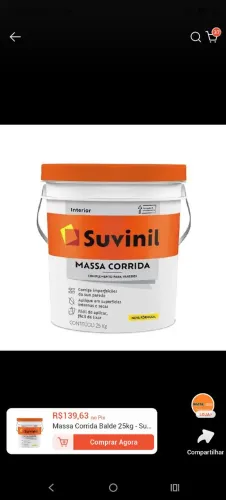 Massa acrílica Suvinil 25 kg